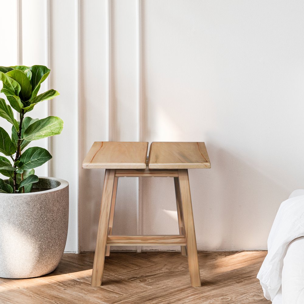 100% American Hardwood Rectangle Stool with Split Top. Picture 6