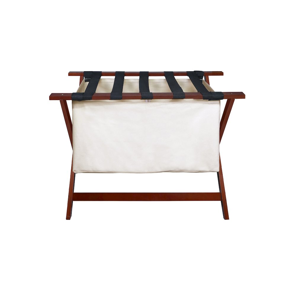 Heavy Duty 34" Extra Wide Luggage Rack with Zippered Laundry Bag- Walnut. Picture 2