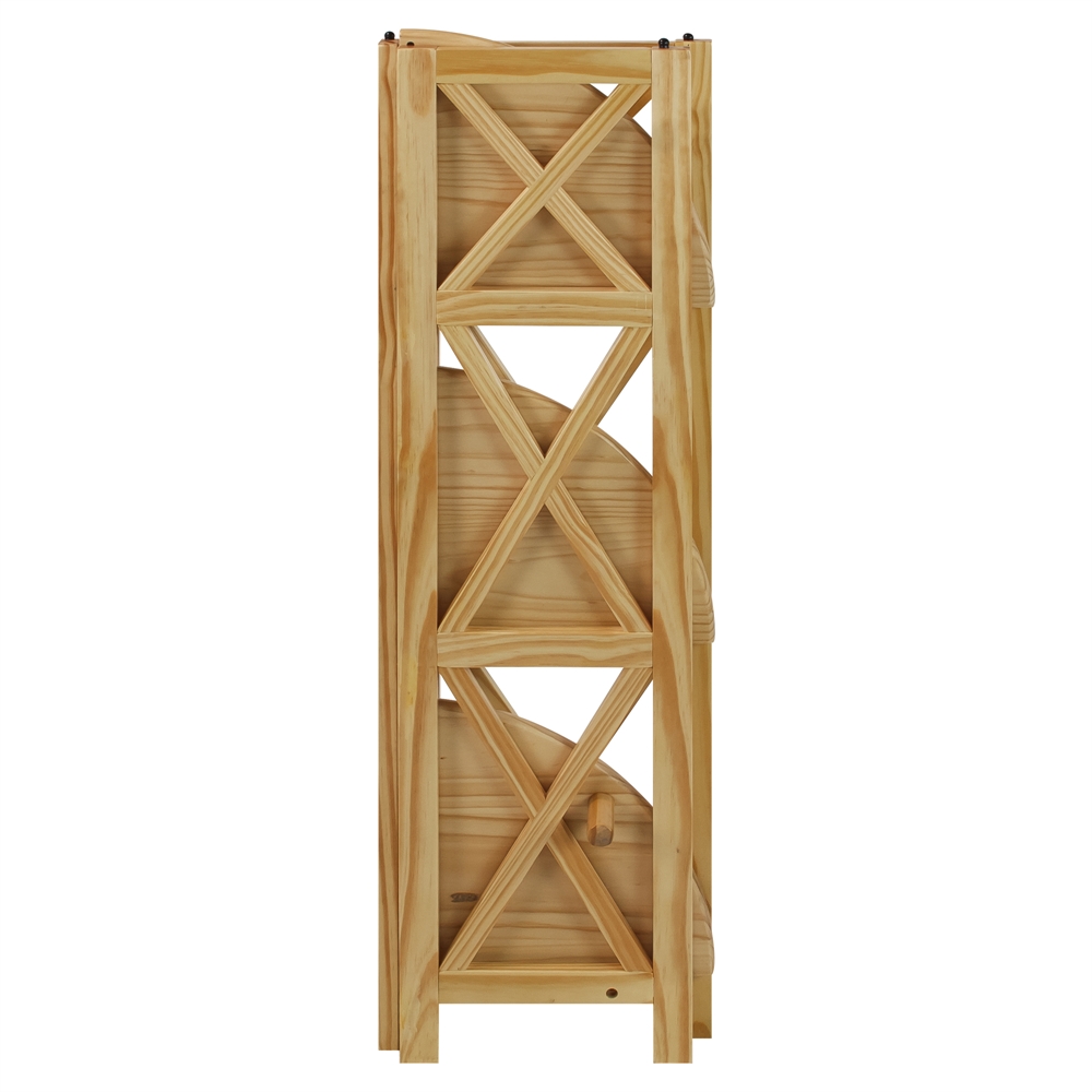 Montego 4-Shelf Corner Folding Bookcase-Natural. Picture 4