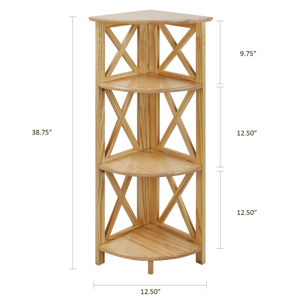 Montego 4-Shelf Corner Folding Bookcase-Natural. Picture 6