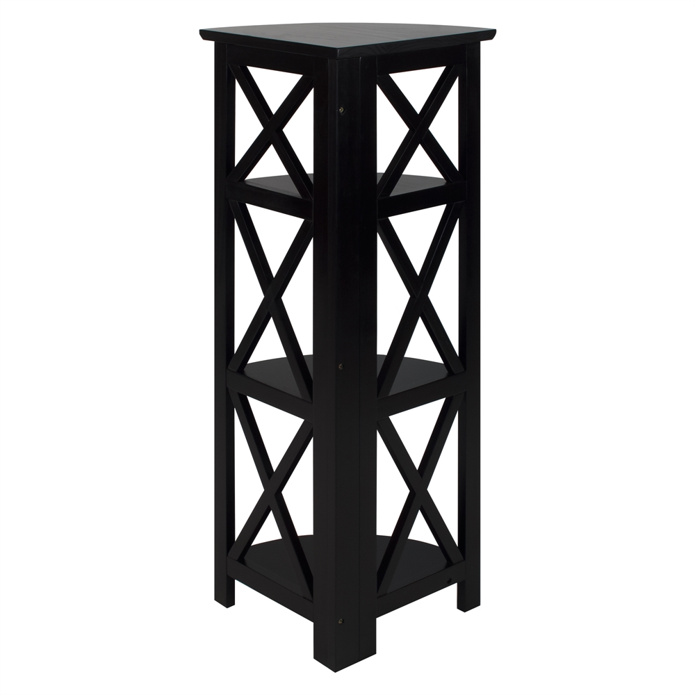 Montego 4-Shelf Corner Folding Bookcase-Black. Picture 3