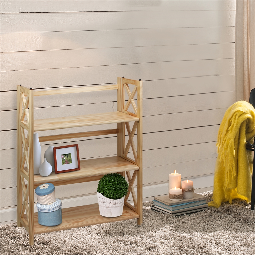 Montego 3-Shelf Folding Bookcase -Natural. Picture 9