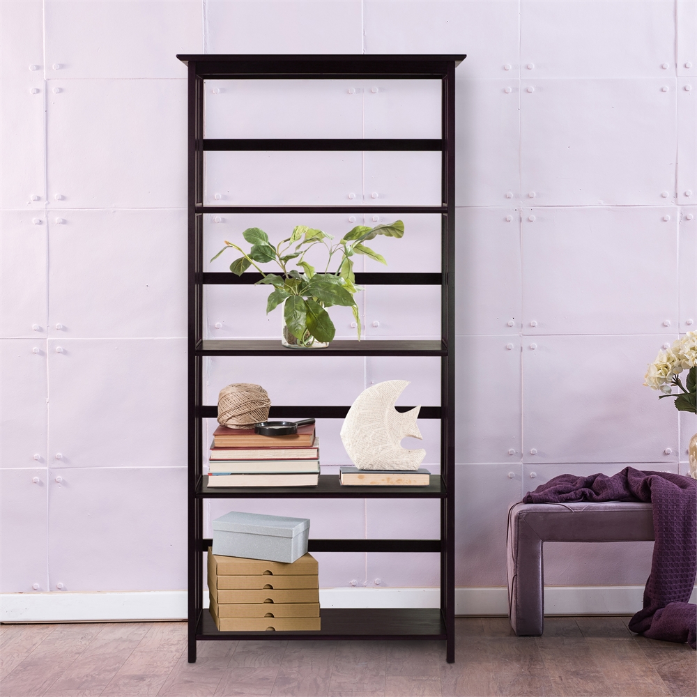 Mission Style 5-Shelf  Bookcase-Espresso. Picture 6