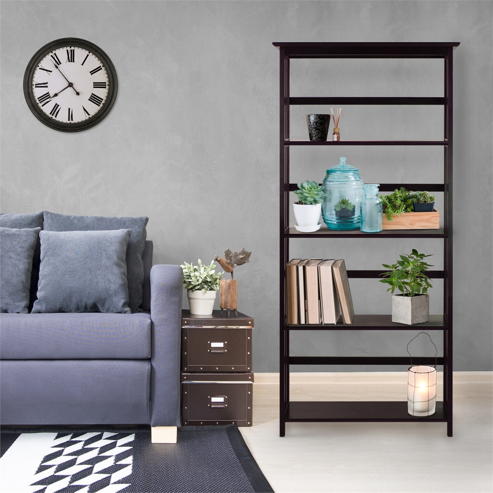 Mission Style 5-Shelf  Bookcase-Espresso. Picture 7