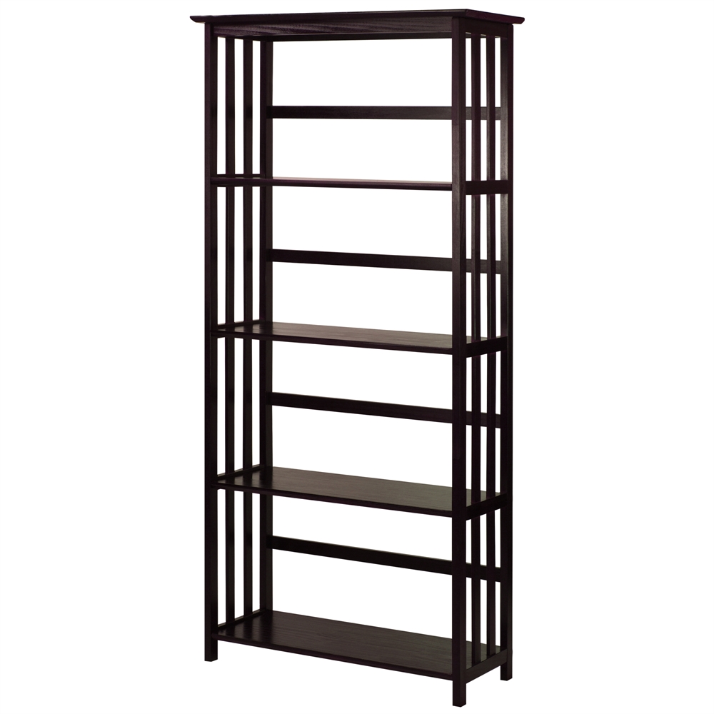 Mission Style 5-Shelf  Bookcase-Espresso. Picture 4