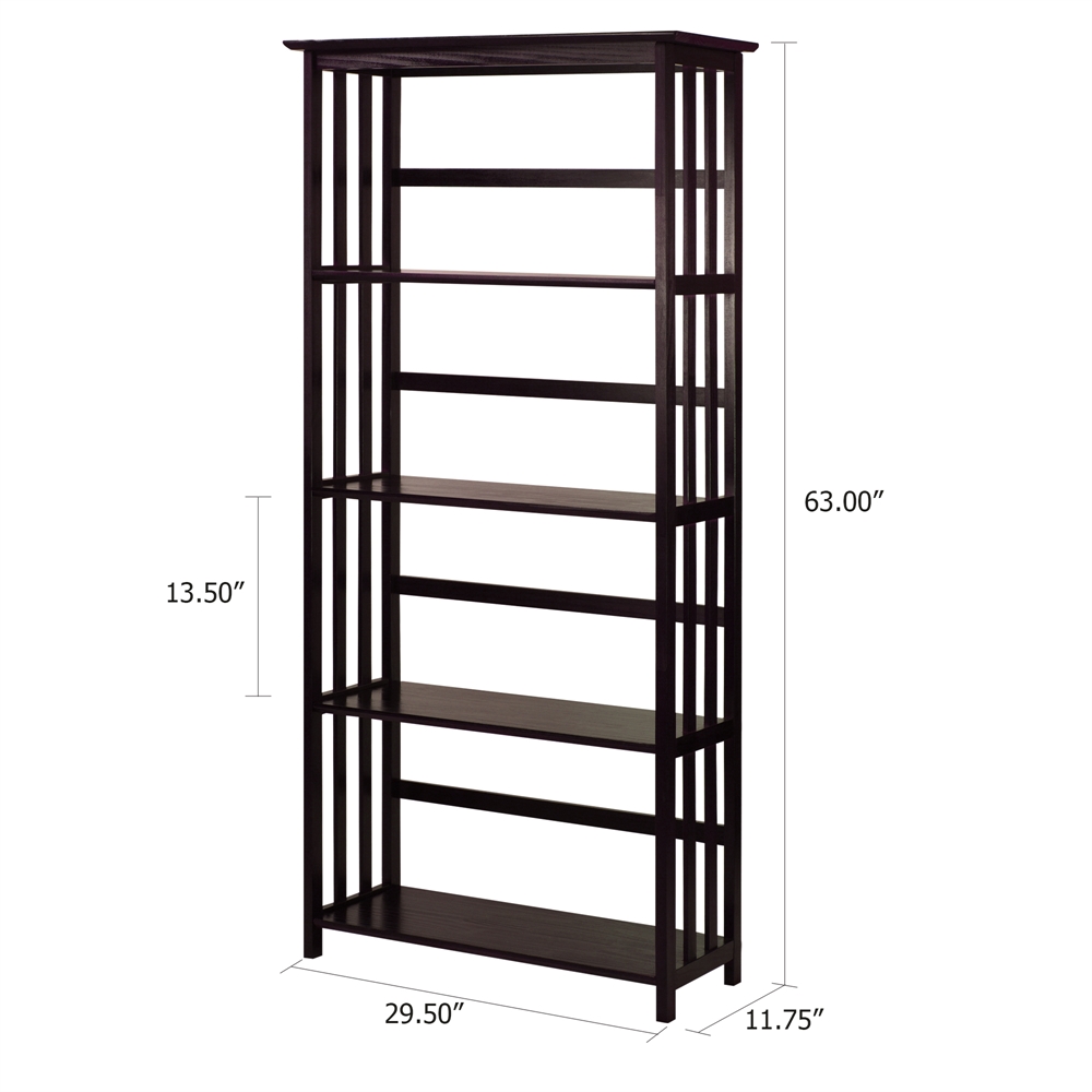 Mission Style 5-Shelf  Bookcase-Espresso. Picture 5
