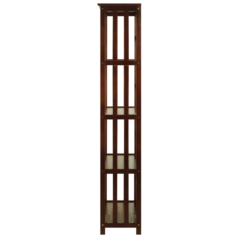 Mission Style 5-Shelf  Bookcase-Walnut. Picture 2