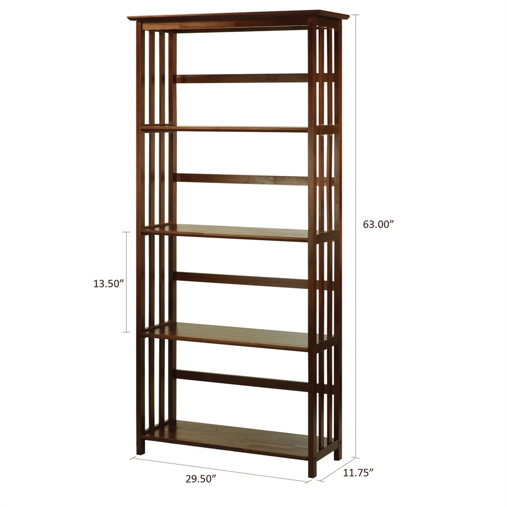 Mission Style 5-Shelf  Bookcase-Walnut. Picture 5