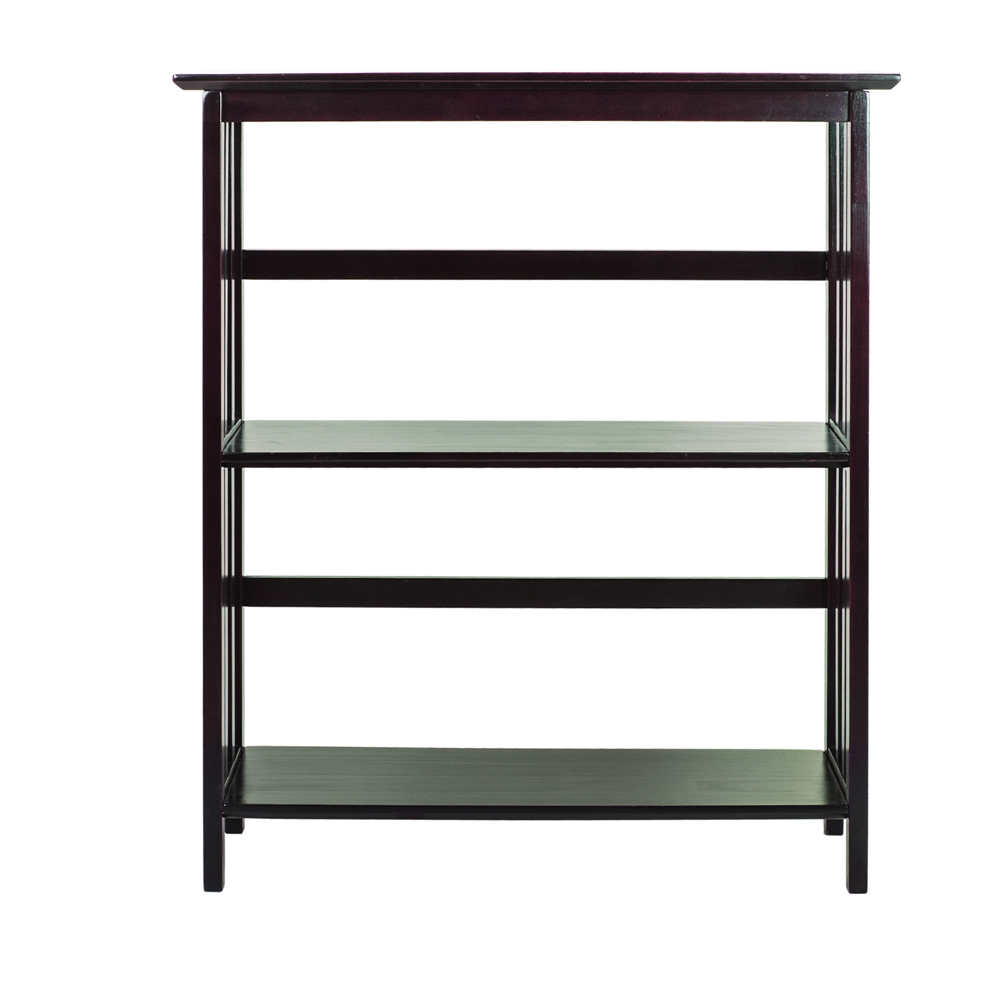 Mission Style 3-Shelf  Bookcase-Espresso. Picture 1