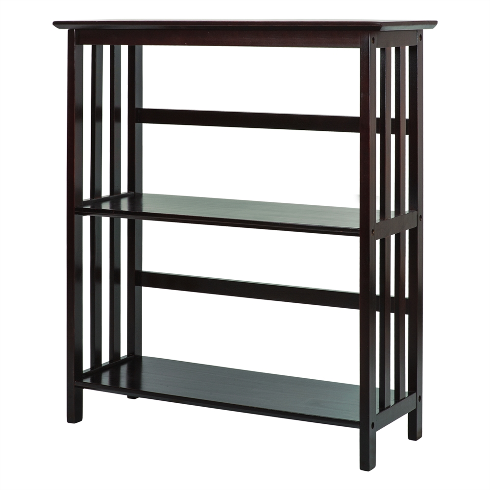 Mission Style 3-Shelf  Bookcase-Espresso. Picture 2