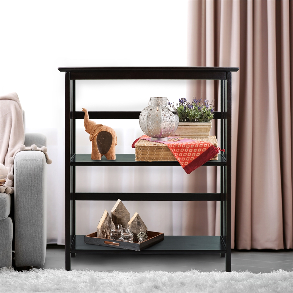 Mission Style 3-Shelf  Bookcase-Espresso. Picture 6