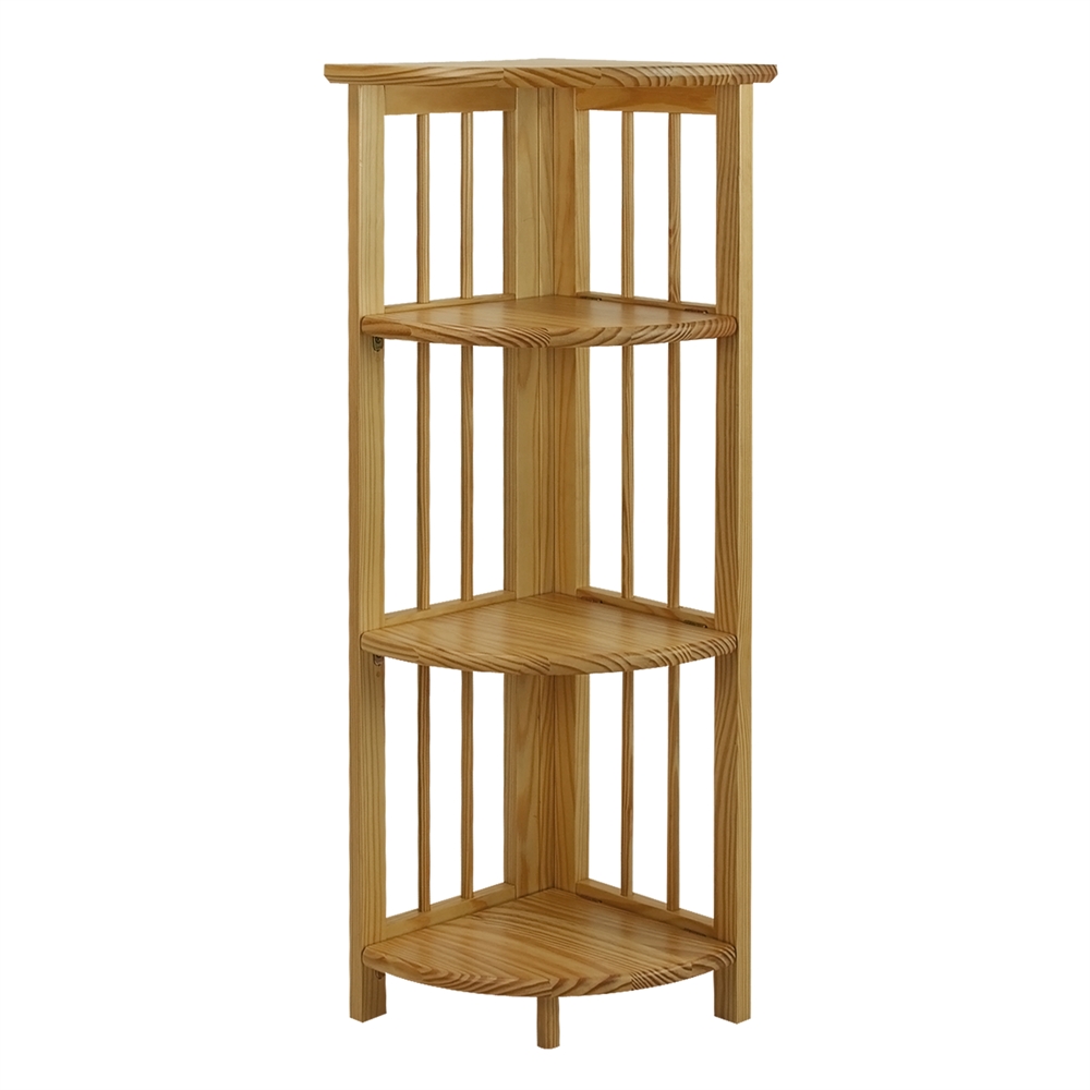 4-Shelf Corner Folding Bookcase-Natural. Picture 1