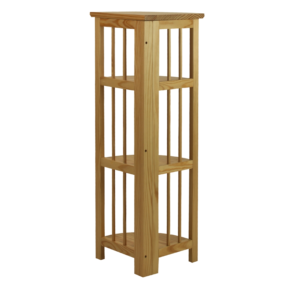 4-Shelf Corner Folding Bookcase-Natural. Picture 3