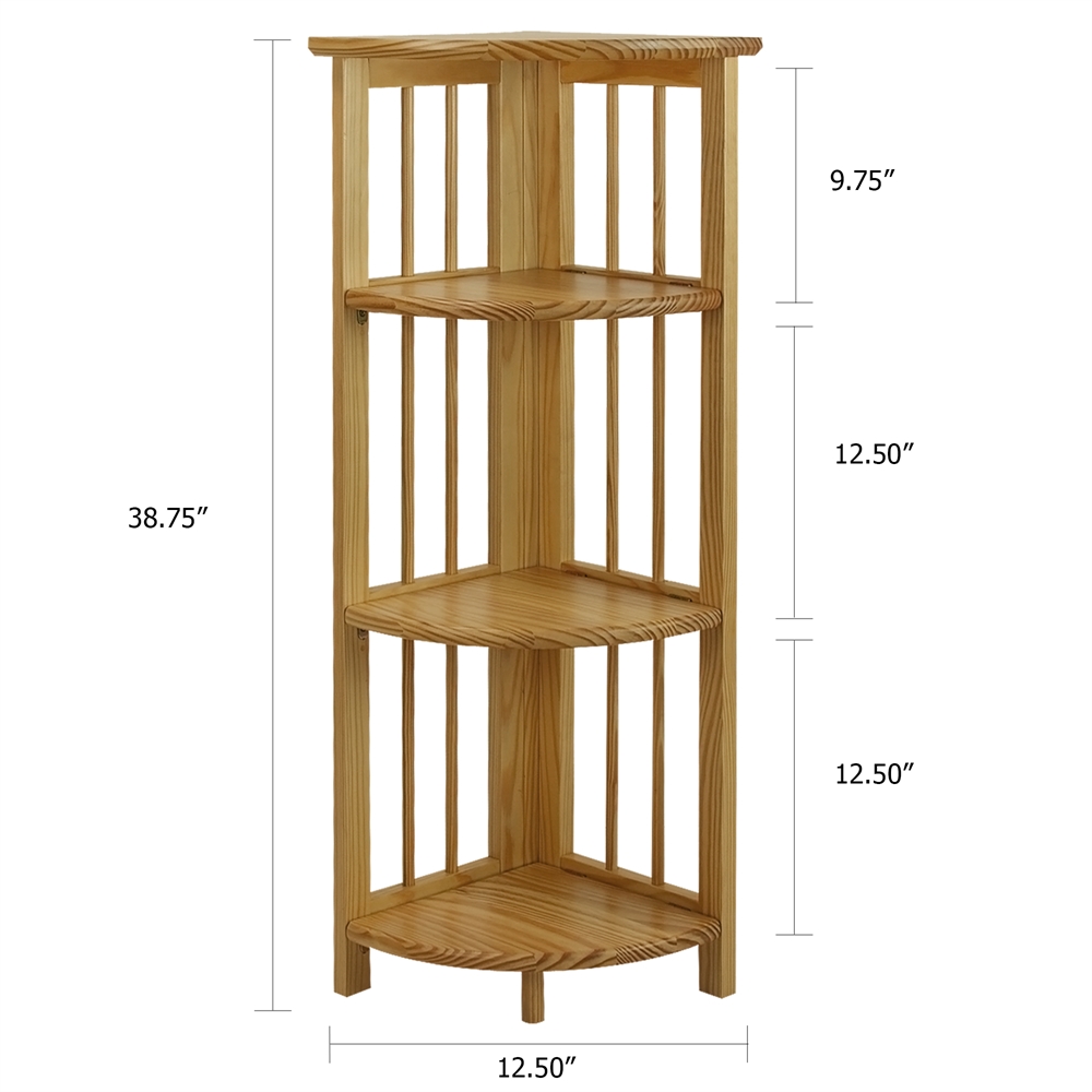 4-Shelf Corner Folding Bookcase-Natural. Picture 6