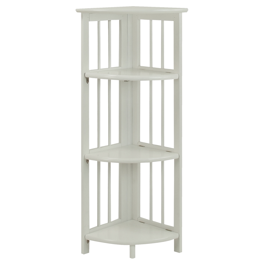 4-Shelf Corner Folding Bookcase-White. Picture 1