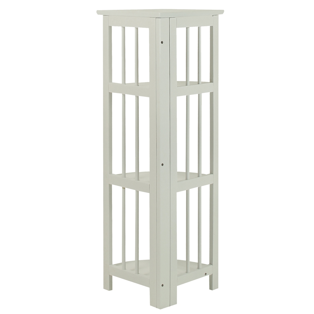 4-Shelf Corner Folding Bookcase-White. Picture 3