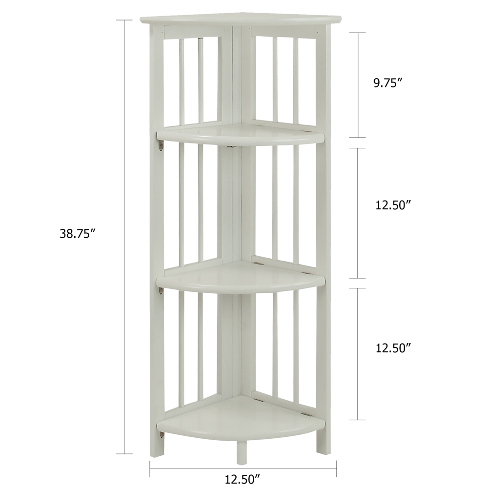 4-Shelf Corner Folding Bookcase-White. Picture 6