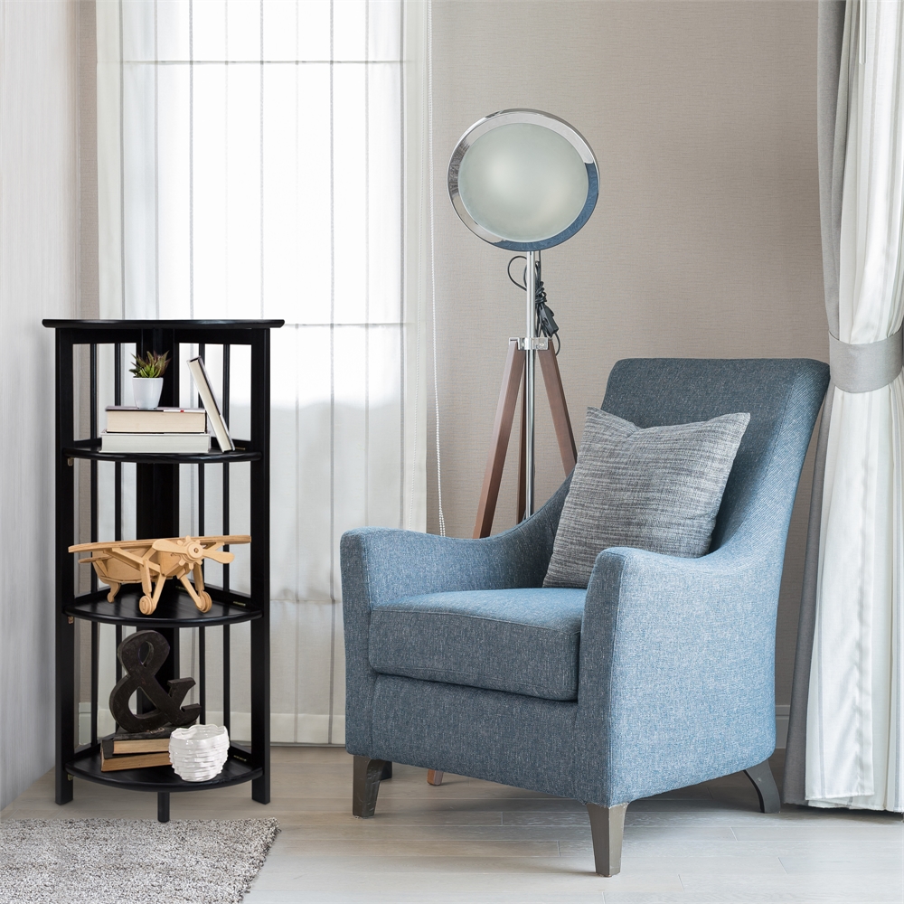 4-Shelf Corner Folding Bookcase-Black. Picture 7