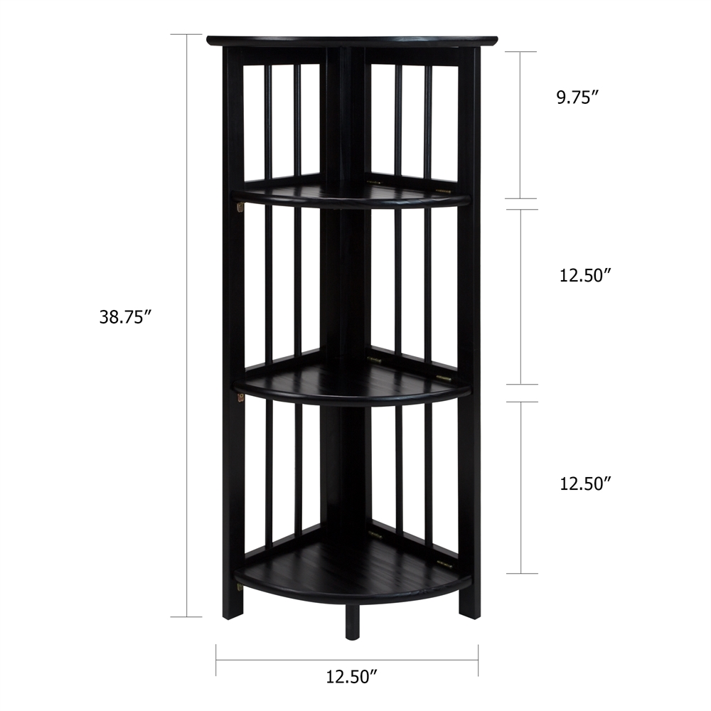 4-Shelf Corner Folding Bookcase-Black. Picture 6
