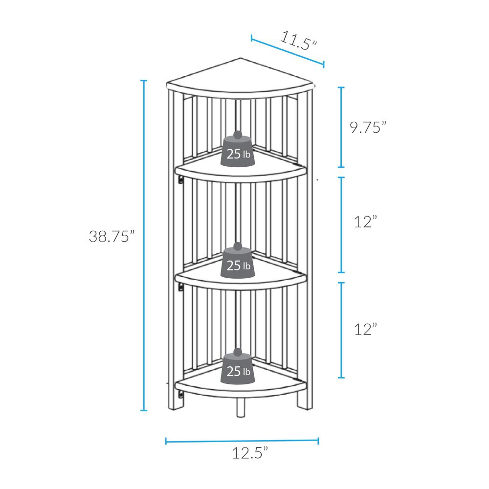 4-Shelf Corner Folding Bookcase - Truffle Brown. Picture 5