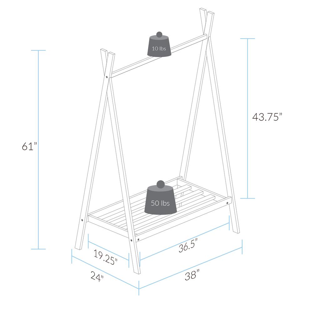 Teepee Coat Rack with Shelf - Truffle Brown. Picture 6