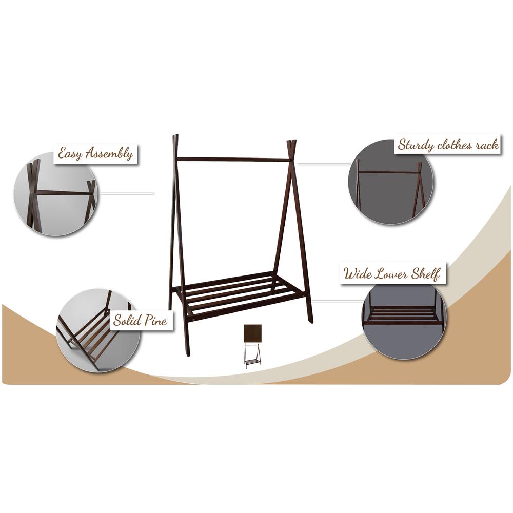 Teepee Coat Rack with Shelf - Truffle Brown. Picture 14