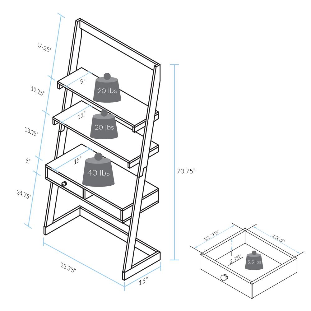 Freestanding Ladder Desk with Drawer, Solid American Maple Frame. Picture 6