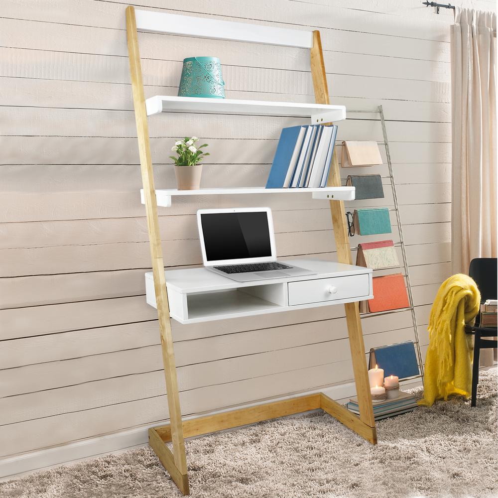 Freestanding Ladder Desk with Drawer, Solid American Maple Frame. Picture 7