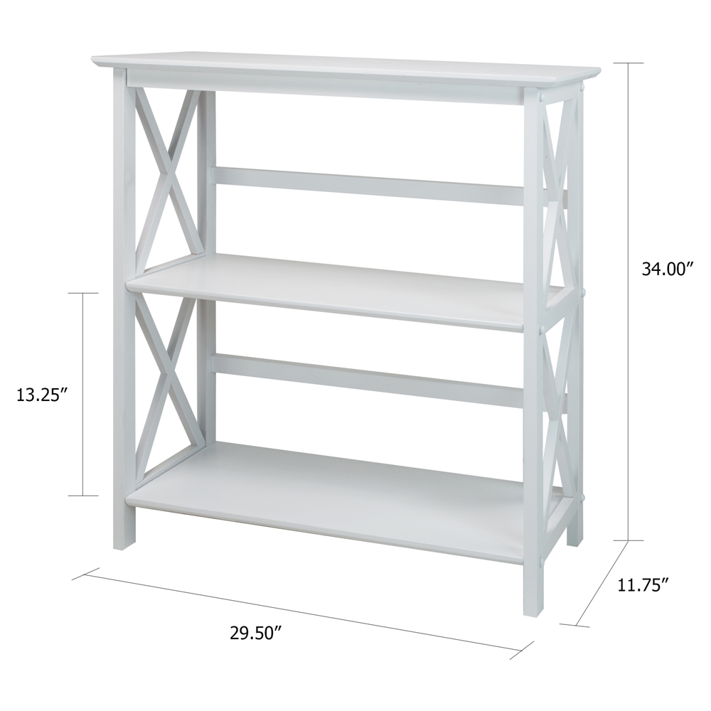 Montego 3-Shelf Bookcase-White. Picture 5