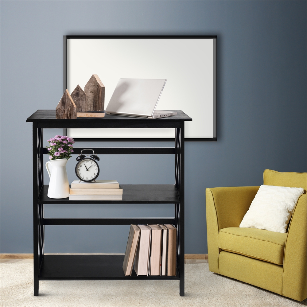 Montego 3-Shelf Bookcase-Black. Picture 6