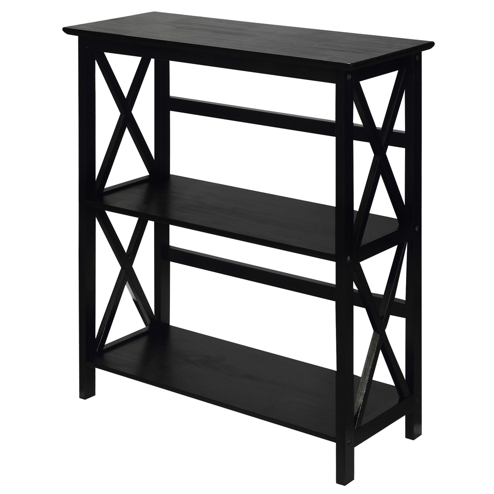 Montego 3-Shelf Bookcase-Black. Picture 1