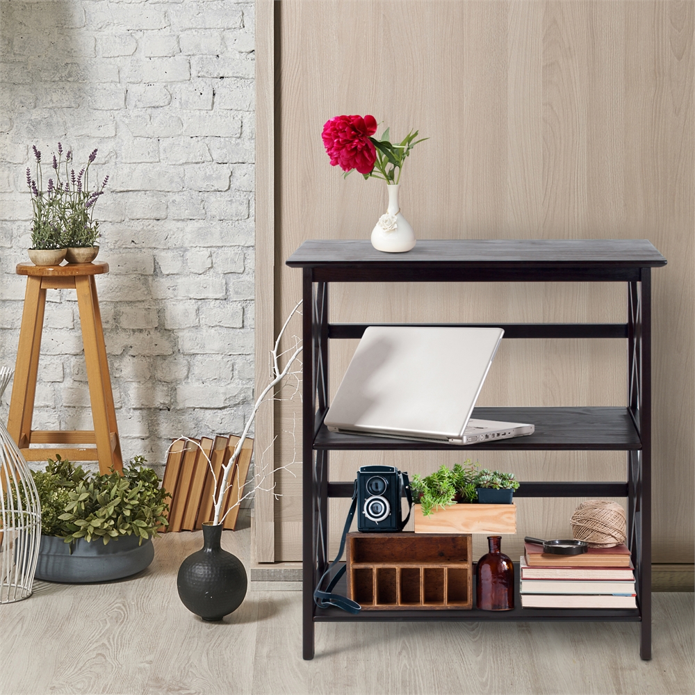 Montego 3-Shelf Bookcase-Espresso. Picture 6