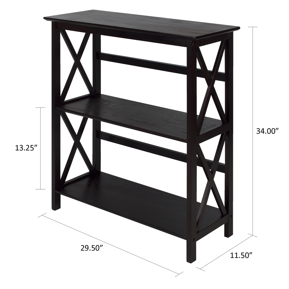 Montego 3-Shelf Bookcase-Espresso. Picture 5