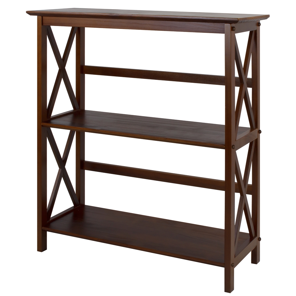 Montego 3-Shelf Bookcase-Walnut. Picture 1