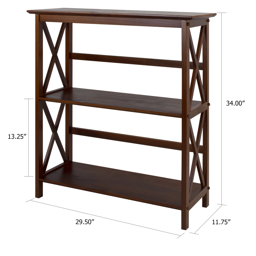 Montego 3-Shelf Bookcase-Walnut. Picture 5