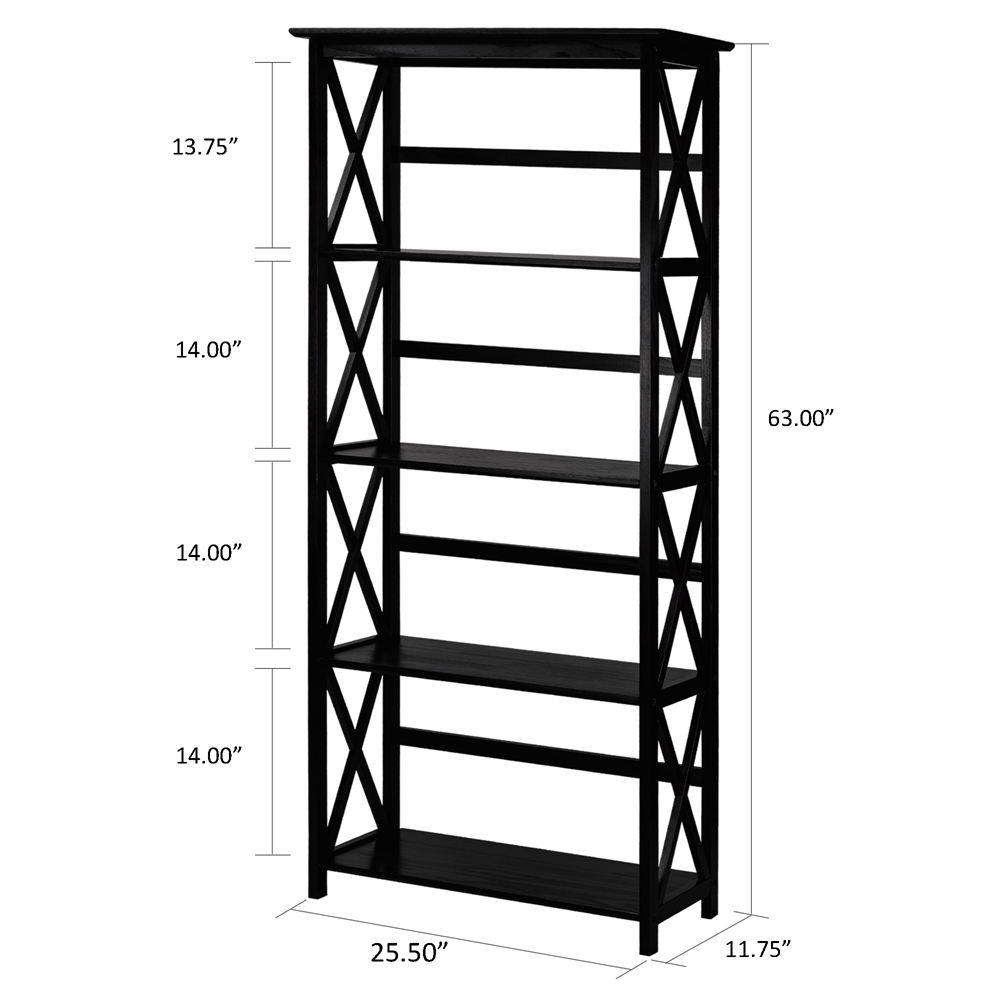 Montego 5-Shelf Bookcase-Black. Picture 5