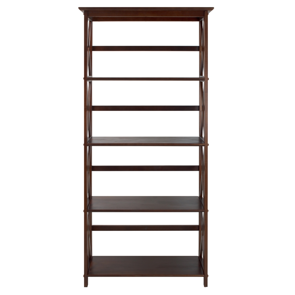 Montego 5-Shelf Bookcase-Walnut. Picture 1
