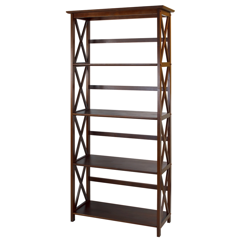 Montego 5-Shelf Bookcase-Walnut. Picture 4