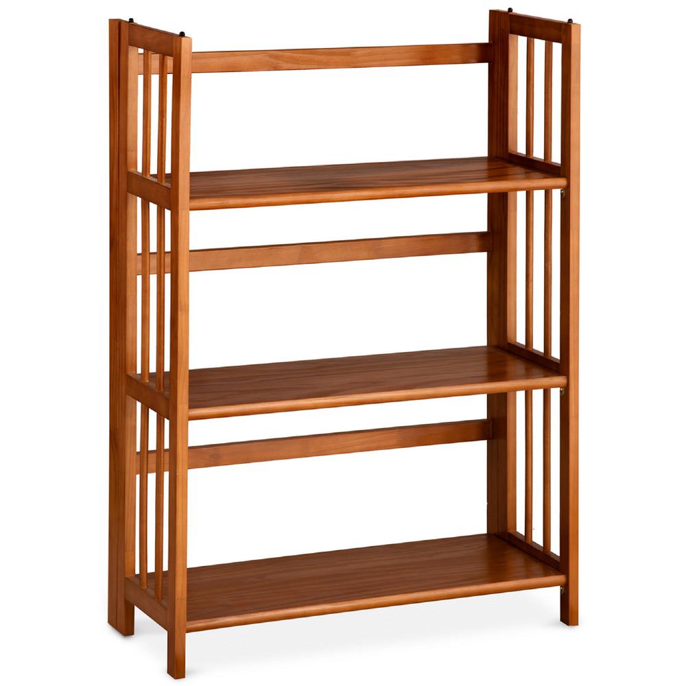 3-Shelf Folding Stackable Bookcase 27.5" Wide - Chestnut. Picture 1