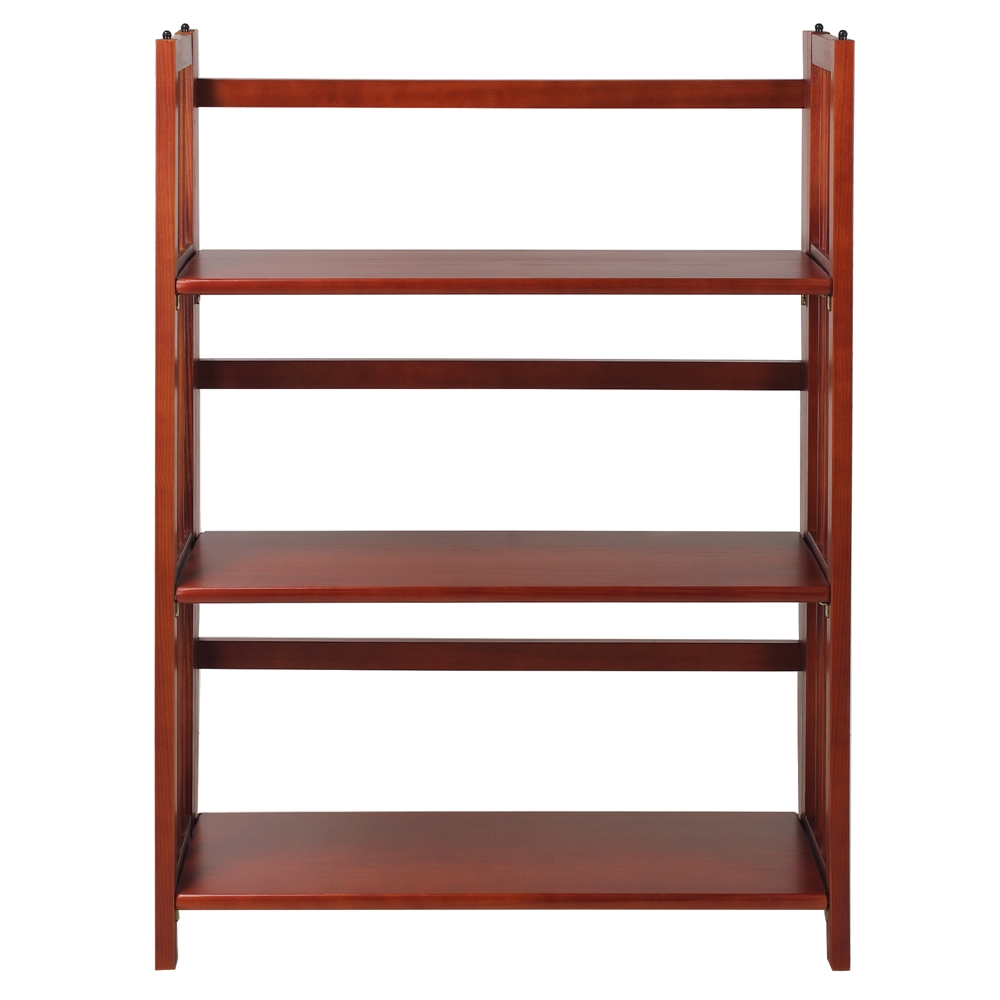 3-Shelf Folding Stackable Bookcase 27.5" Wide-Mahogany. Picture 2