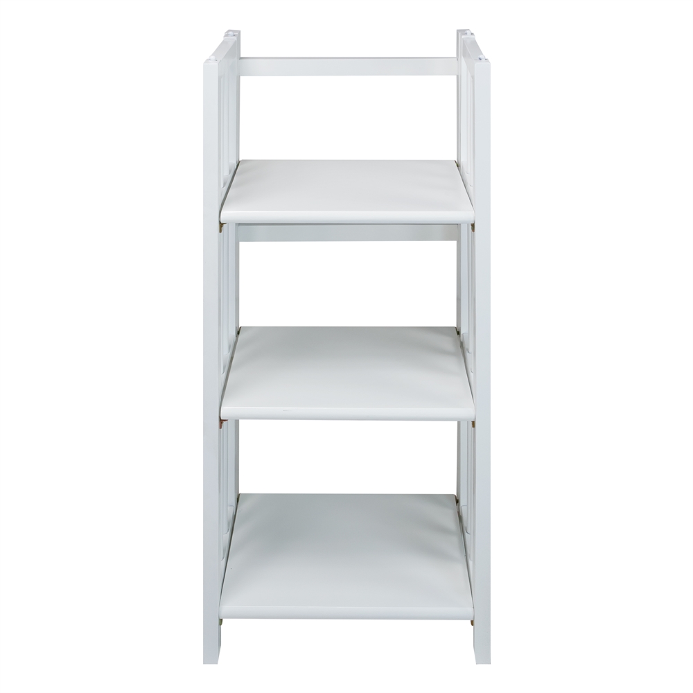 3-Shelf Folding Bookcase 14" Wide-White. Picture 1