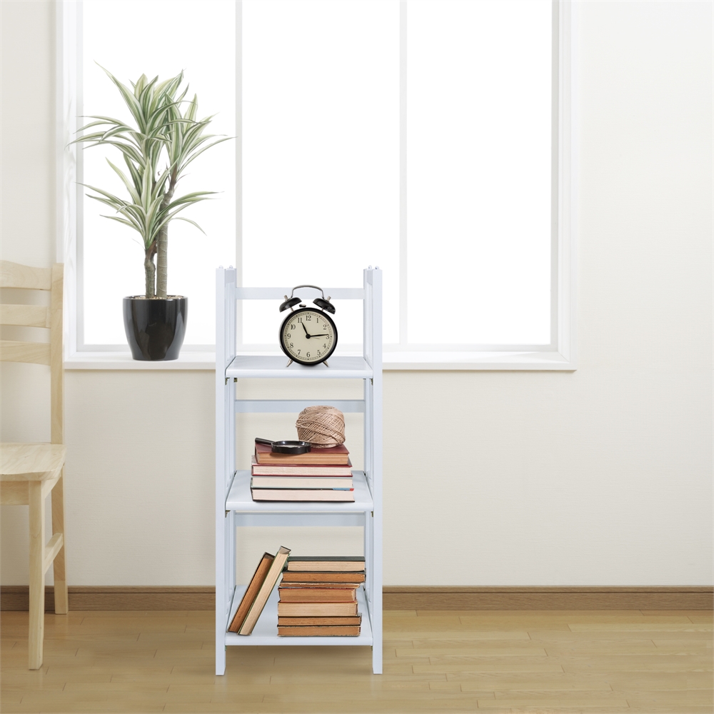 3-Shelf Folding Bookcase 14" Wide-White. Picture 7