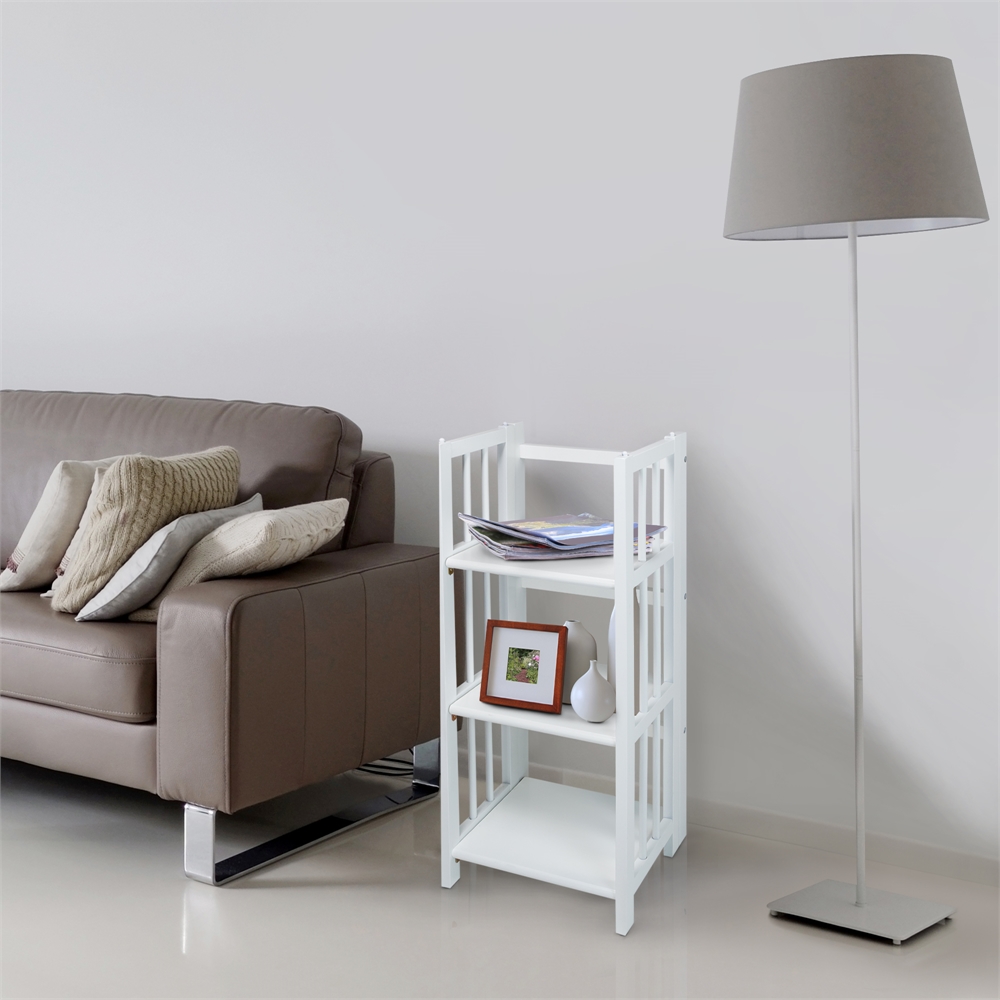 3-Shelf Folding Bookcase 14" Wide-White. Picture 8