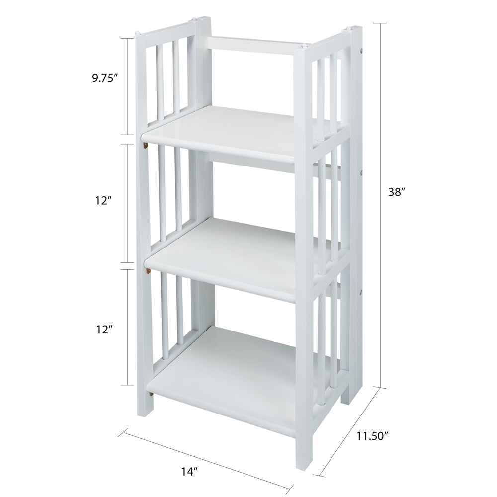3-Shelf Folding Bookcase 14" Wide-White. Picture 6