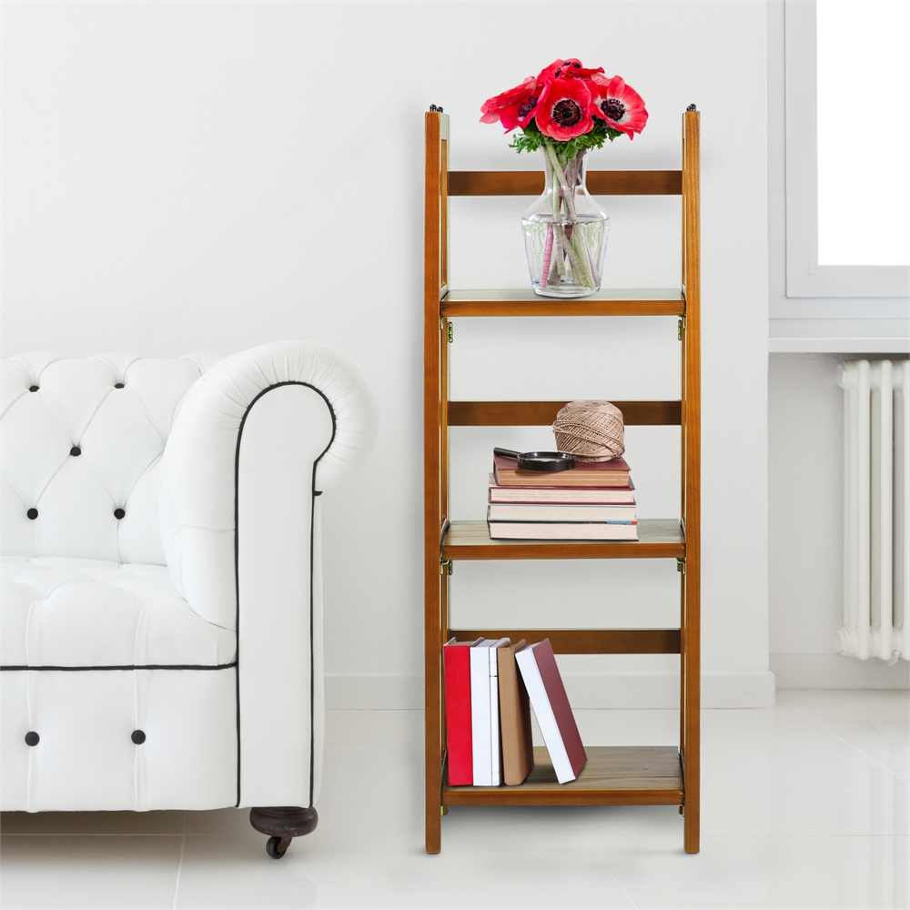 3-Shelf Folding Bookcase 14" Wide-Honey Oak. Picture 8