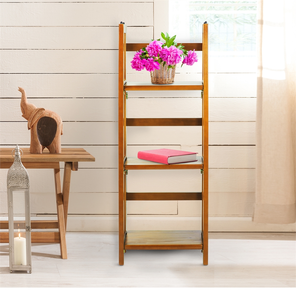 3-Shelf Folding Bookcase 14" Wide-Honey Oak. Picture 9