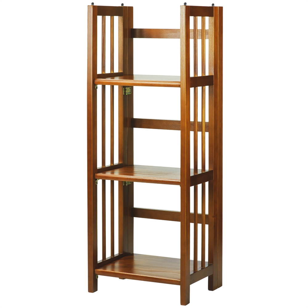 3-Shelf Folding Bookcase 14" Wide-Honey Oak. Picture 4