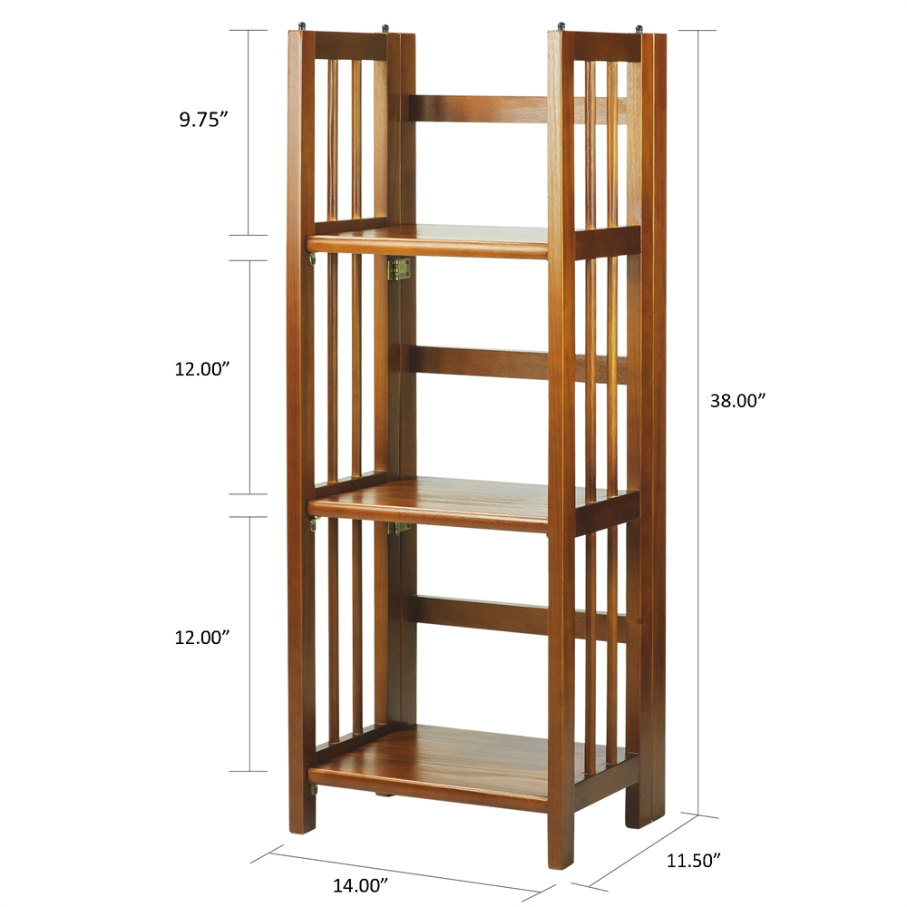 3-Shelf Folding Bookcase 14" Wide-Honey Oak. Picture 7