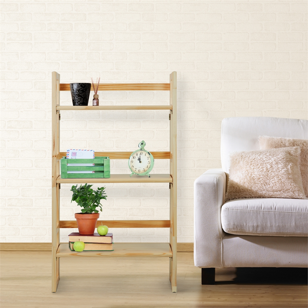 3-Shelf Folding Student Bookcase 20.75" Wide-Natural. Picture 8