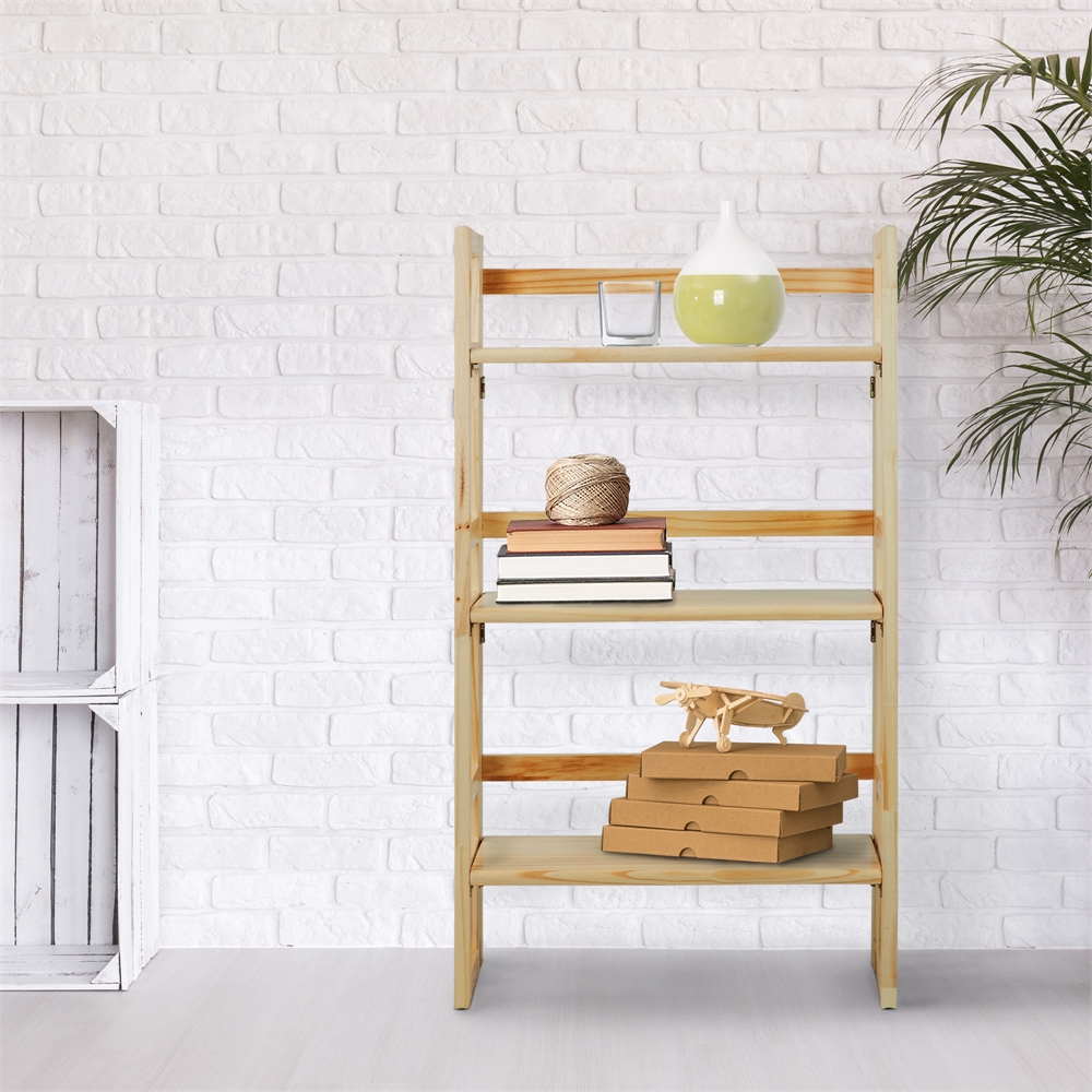 3-Shelf Folding Student Bookcase 20.75" Wide-Natural. Picture 9